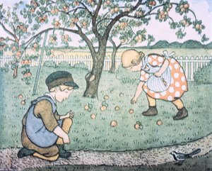 Bokstaven "A" i äpple, publicerad 1912 av Brita Elstrom